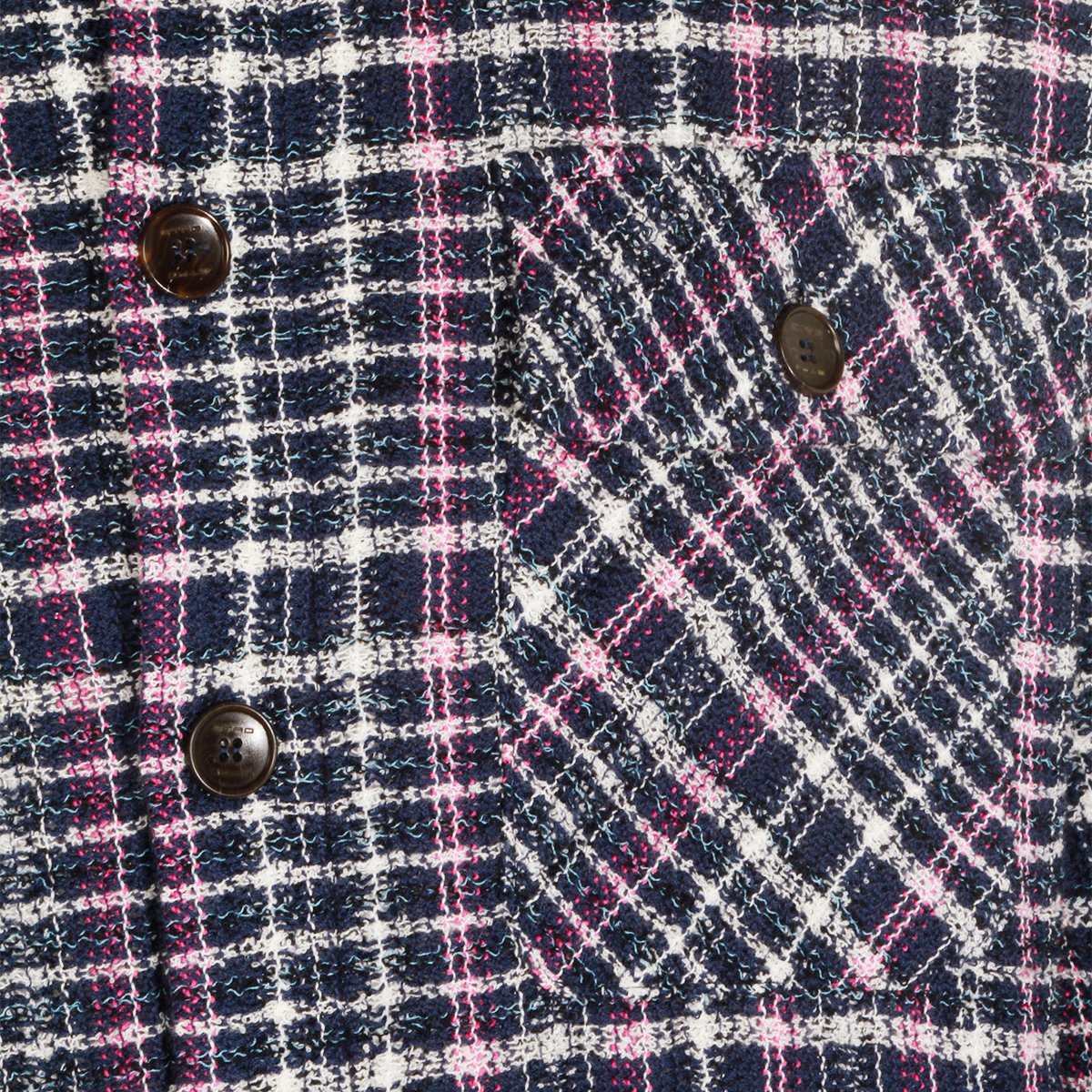 Etro Textured Plaid Jacket with Classic Collar and Chest Pocket Blauw