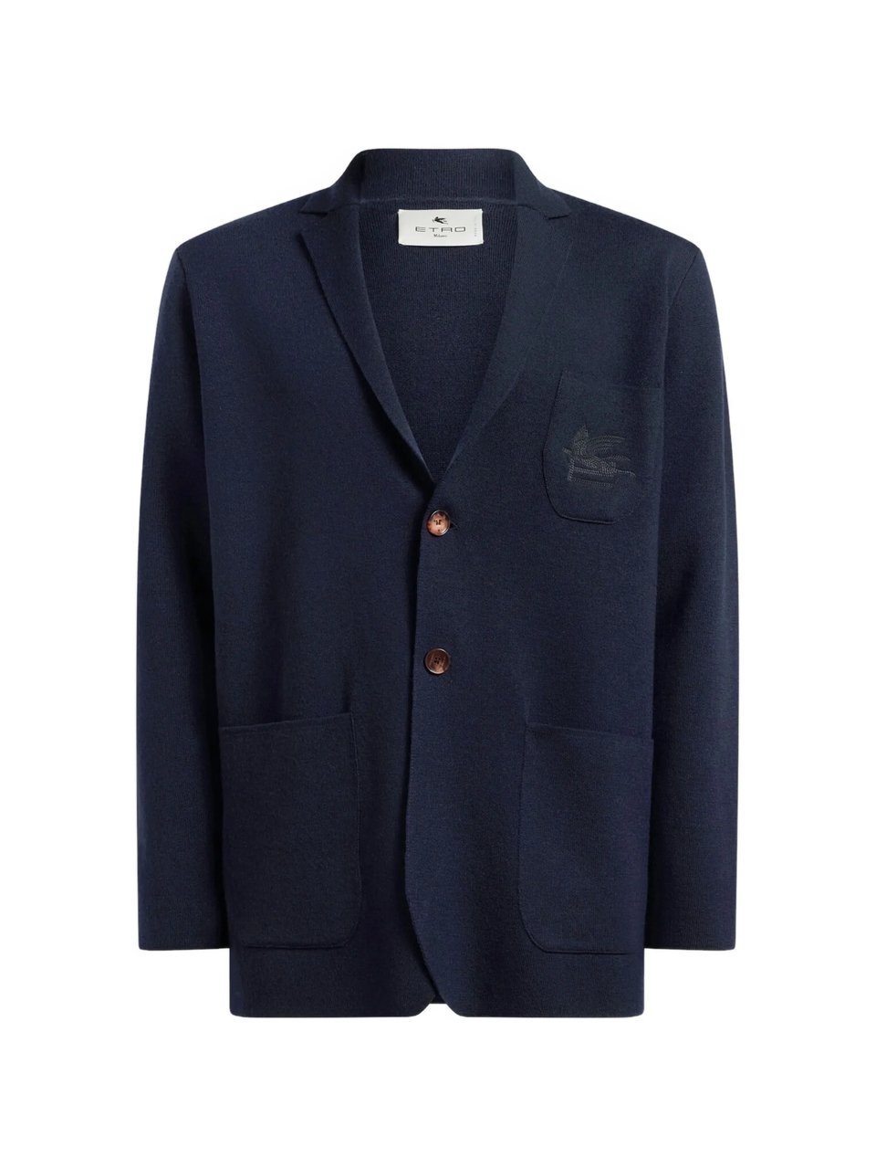 Etro Knitted Sport Jacket with Classic Blazer Silhouette Blauw