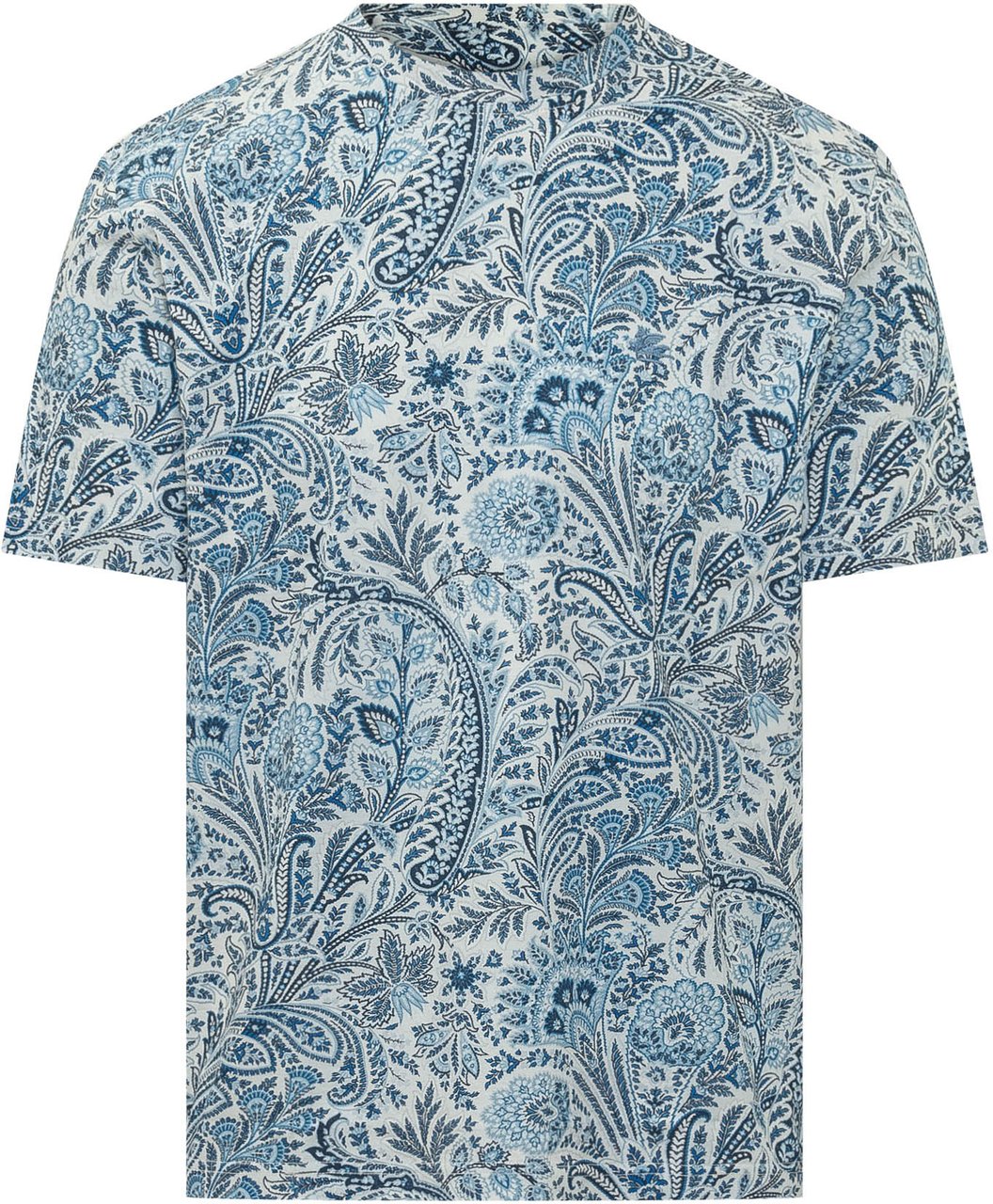 Etro T-shirt Roma con Stampa Paisley Lichtblauw