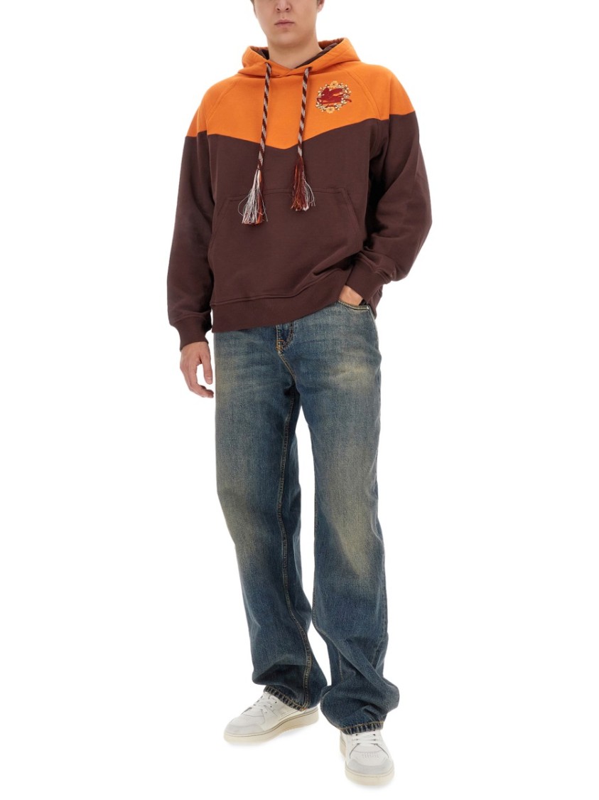 Etro Color-Block Hooded Sweatshirt Oranje