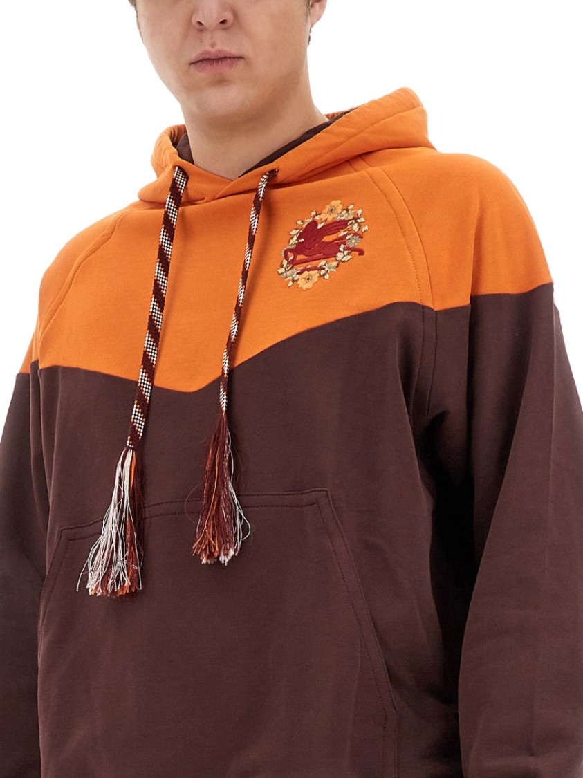 Etro Color-Block Hooded Sweatshirt Oranje