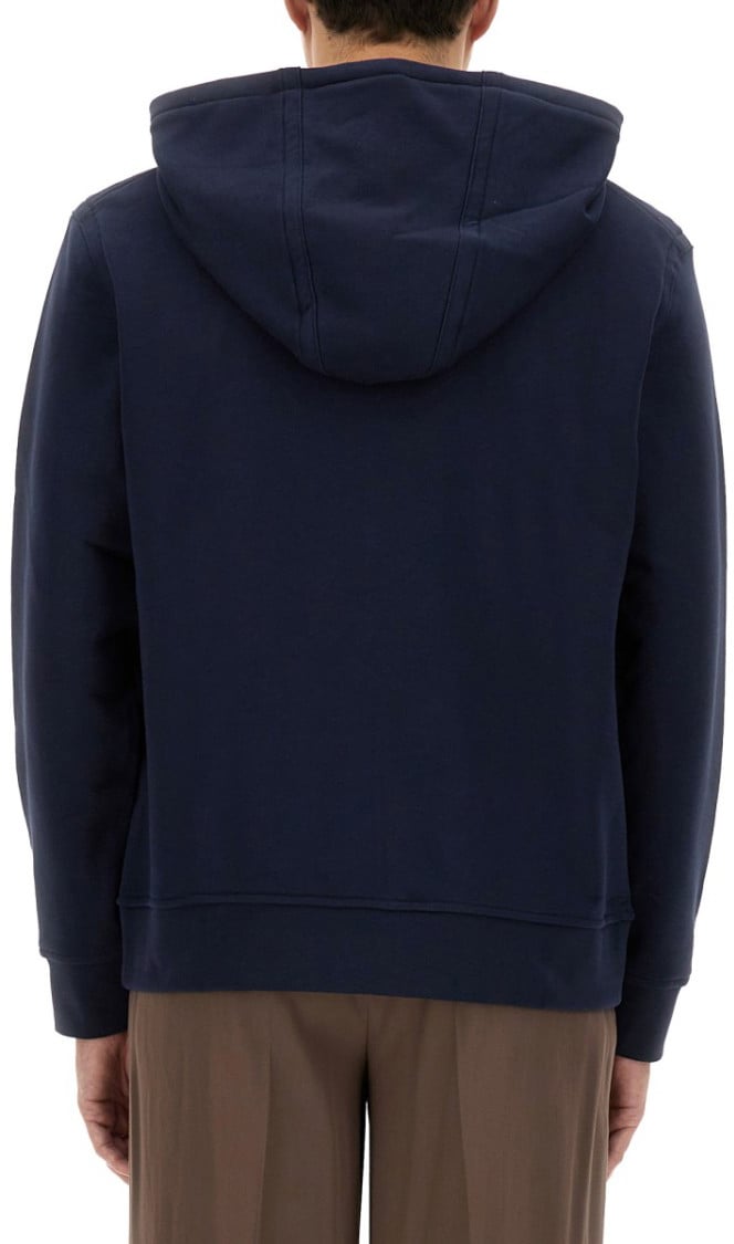 Etro Zip-Up Black Hoodie With Embossed Logo Blauw