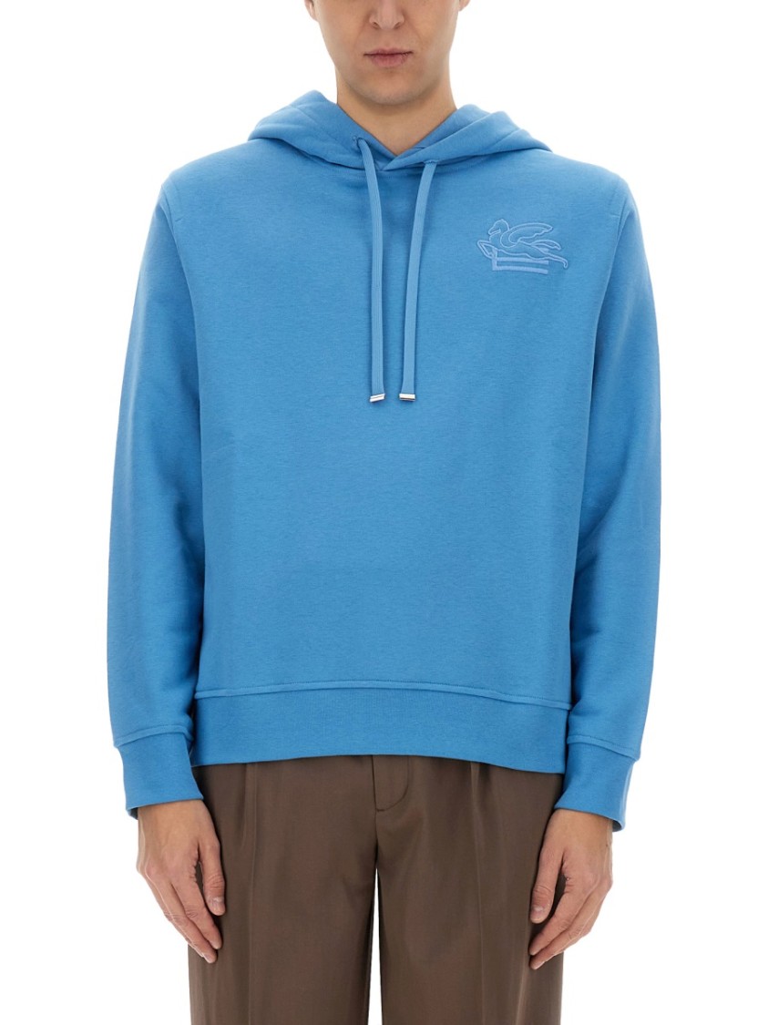 Etro Relaxed-Fit Blue Hoodie With Adjustable Drawstring Blauw