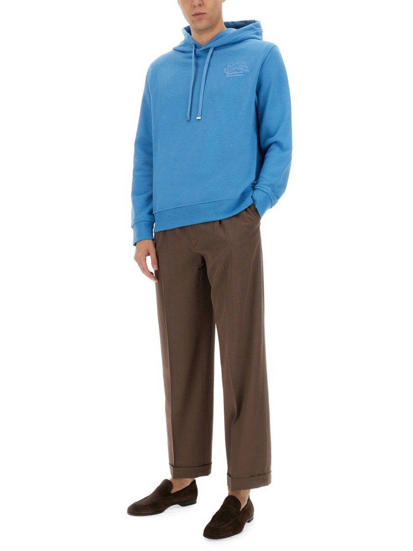 Etro Relaxed-Fit Blue Hoodie With Adjustable Drawstring Blauw