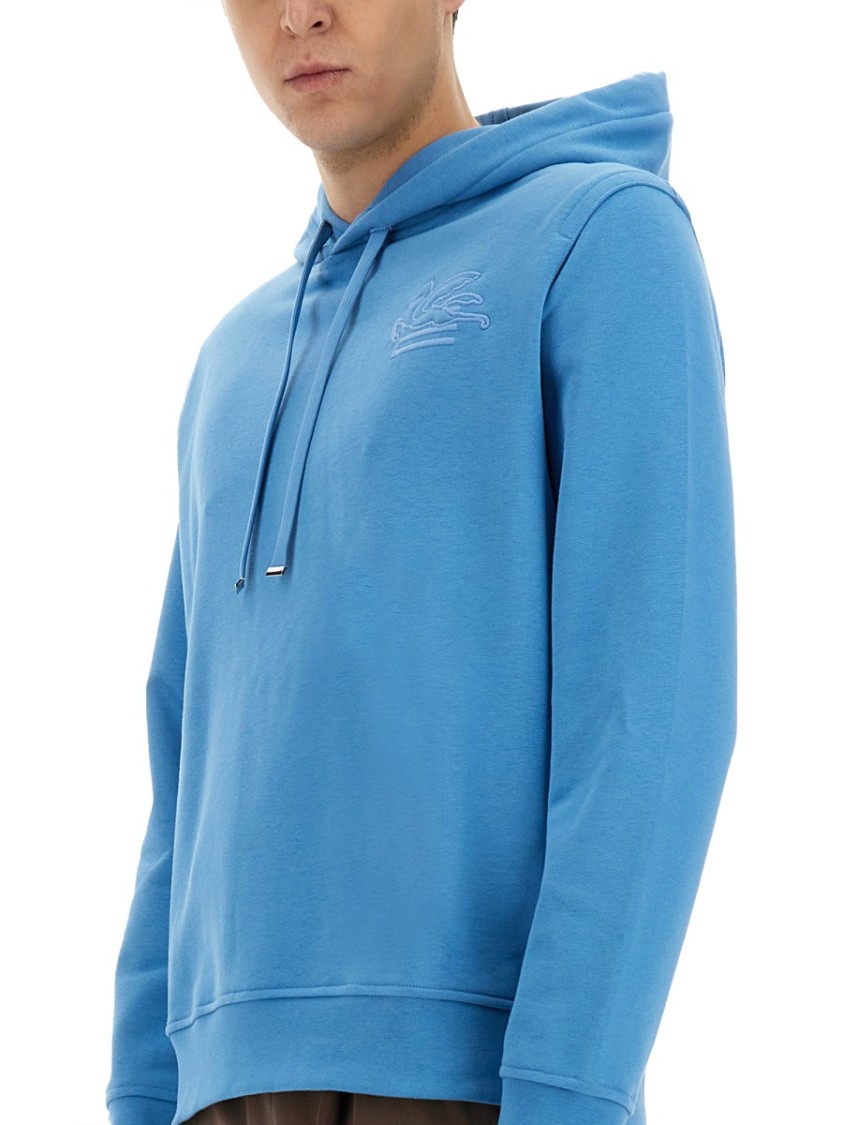 Etro Relaxed-Fit Blue Hoodie With Adjustable Drawstring Blauw