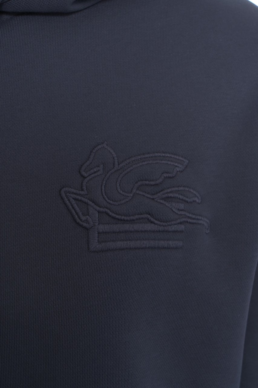 Etro Hoodie with logo embroidery Blauw