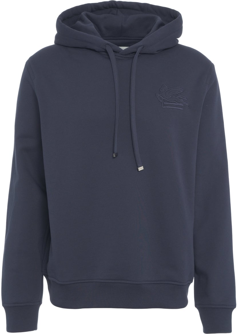 Etro Hoodie with logo embroidery Blauw