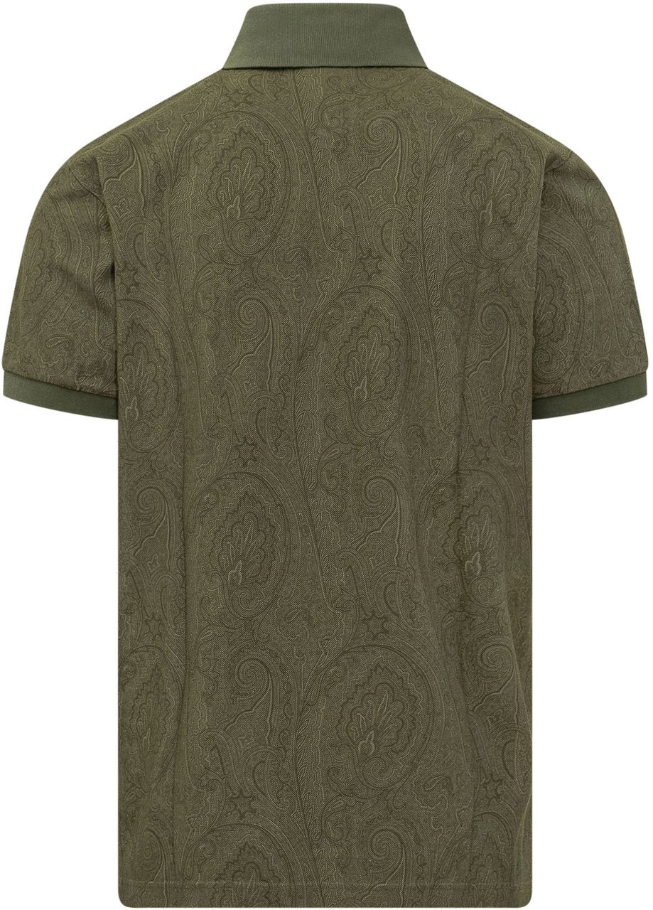 Etro Polo Roma con Colletto e Stampa Paisley Donkergroen