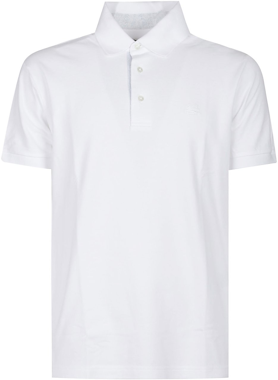 Etro Roma Short Sleeve Printed Details Polo Shirt White Wit
