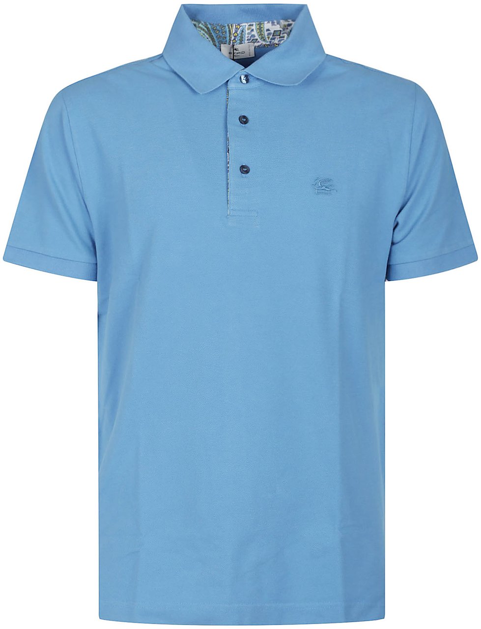 Etro Roma Short Sleeve Printed Details Polo Shirt Blue Blauw