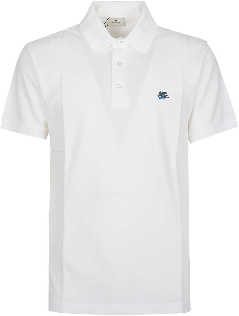 Etro Short Sleeve Plain Pegaso Embroidery Logo Roma Polo Shirt White Wit