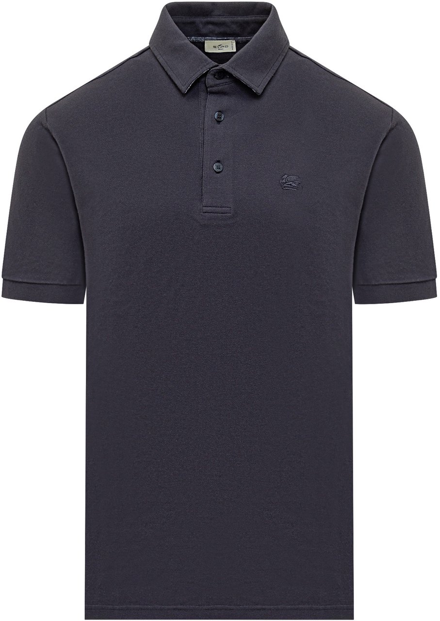 Etro Polo Manica Corta con Design Essenziale Navy