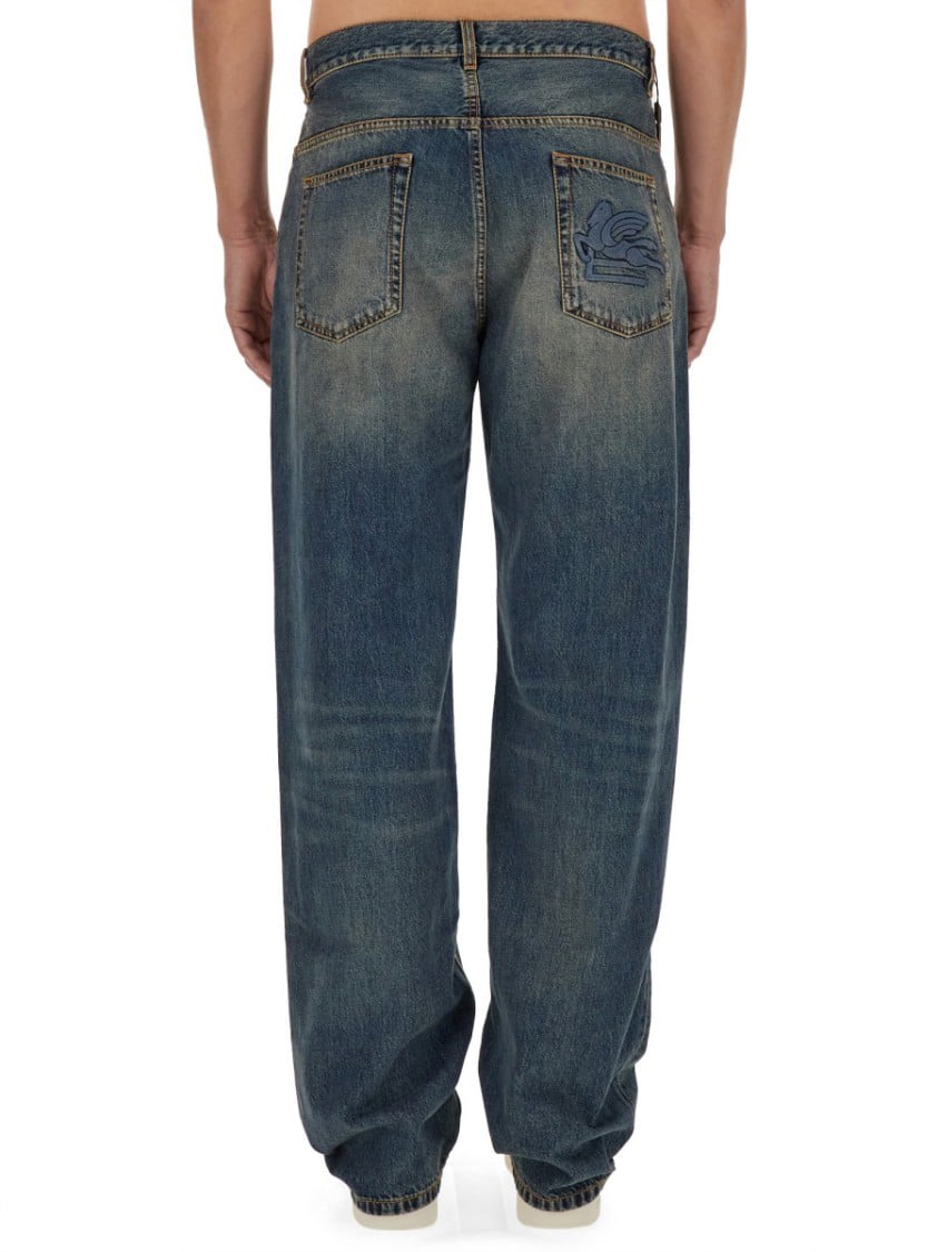 Etro Faded Wash Denim Jeans Grijs