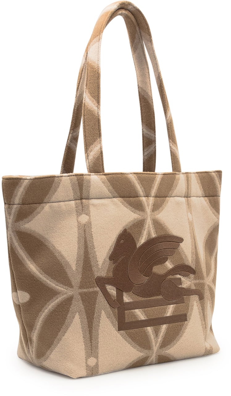 Etro Borsa Shopping con Logo Beige