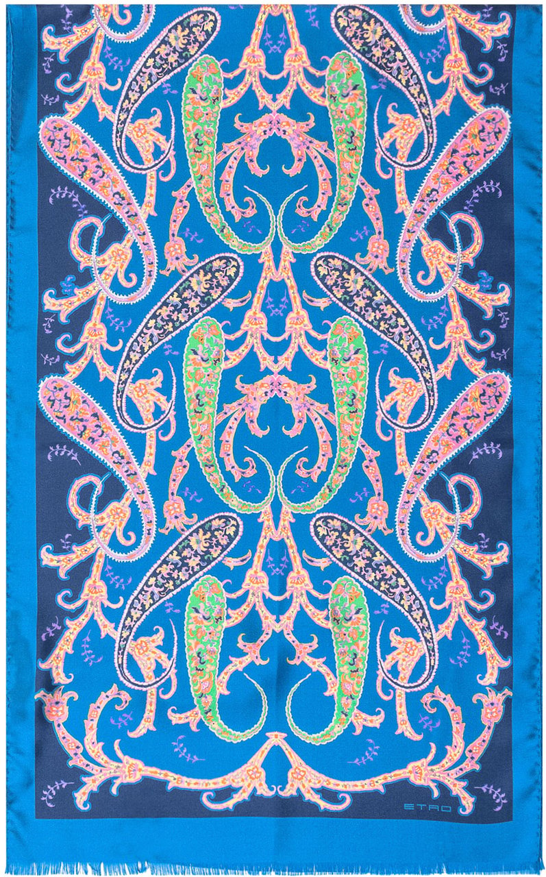 Etro Sciarpa con Motivo Paisley Blauw