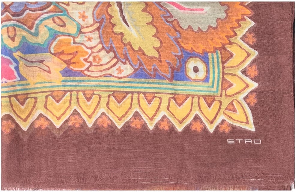 Etro Foulard Paisley in Tessuto Leggero Oranje