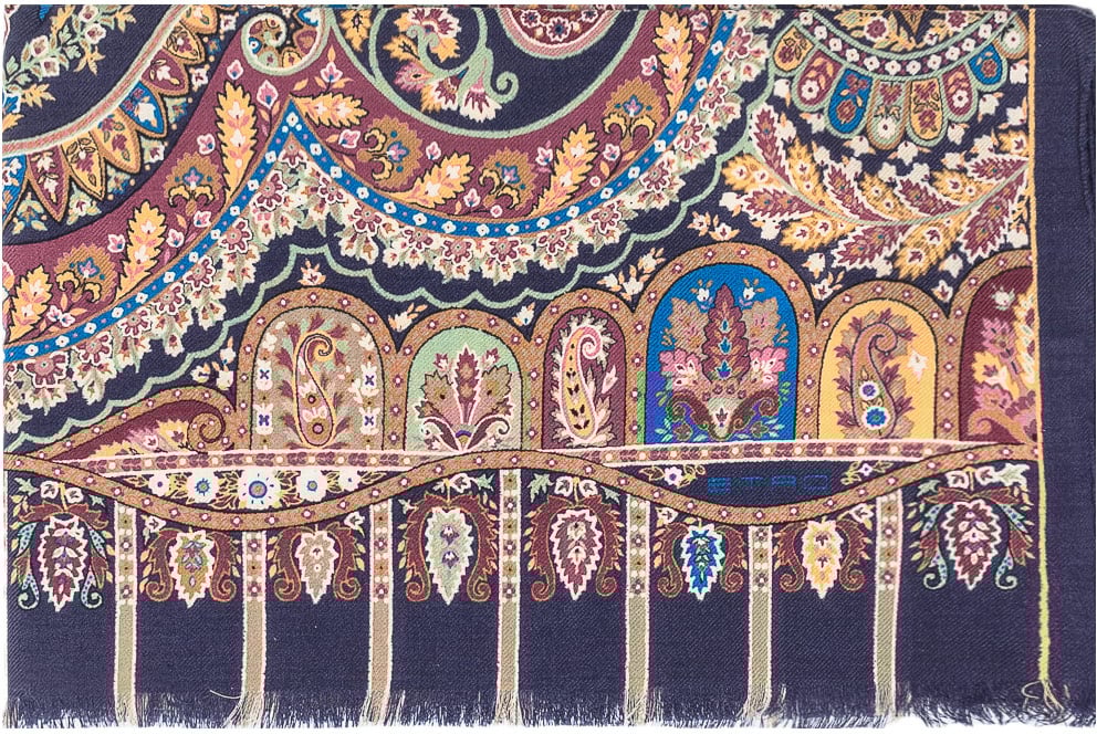 Etro Foulard Paisley in Tessuto Leggero Blauw