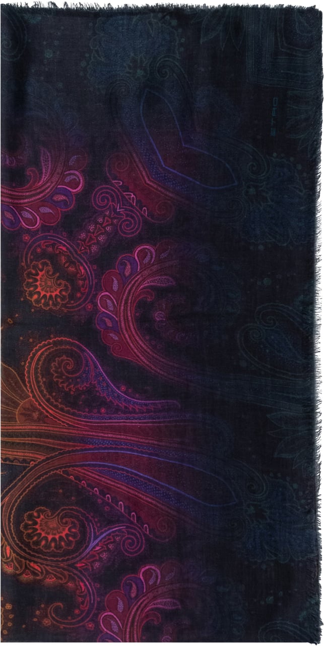 Etro Sciarpa con Stampa Paisley Zwart