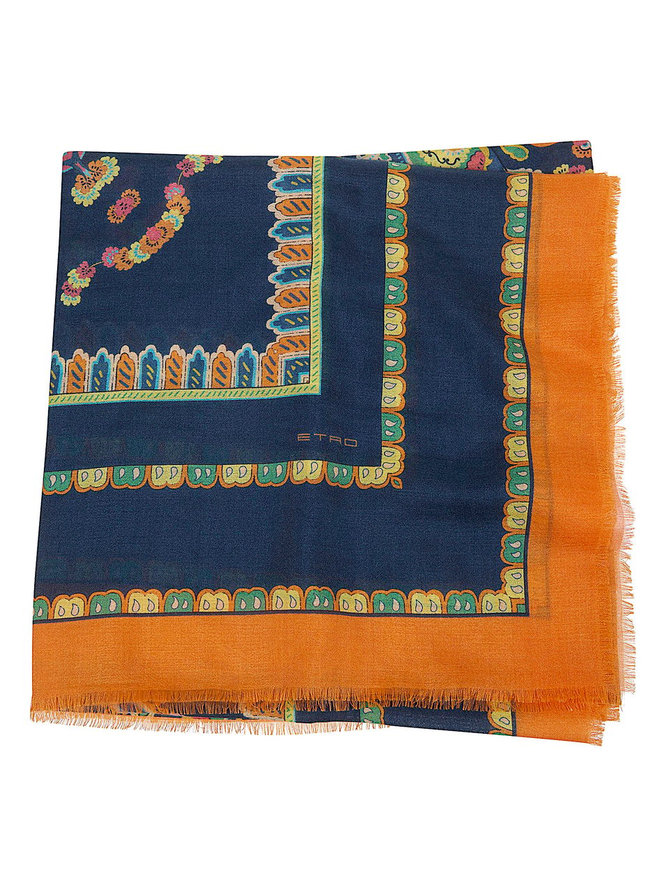 Etro Floral Paisley Shawl in Luxurious Cashmere-Silk-Wool Blend Blauw