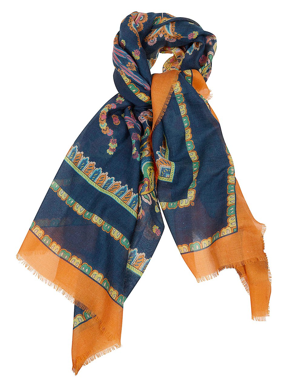 Etro Floral Paisley Shawl in Luxurious Cashmere-Silk-Wool Blend Blauw