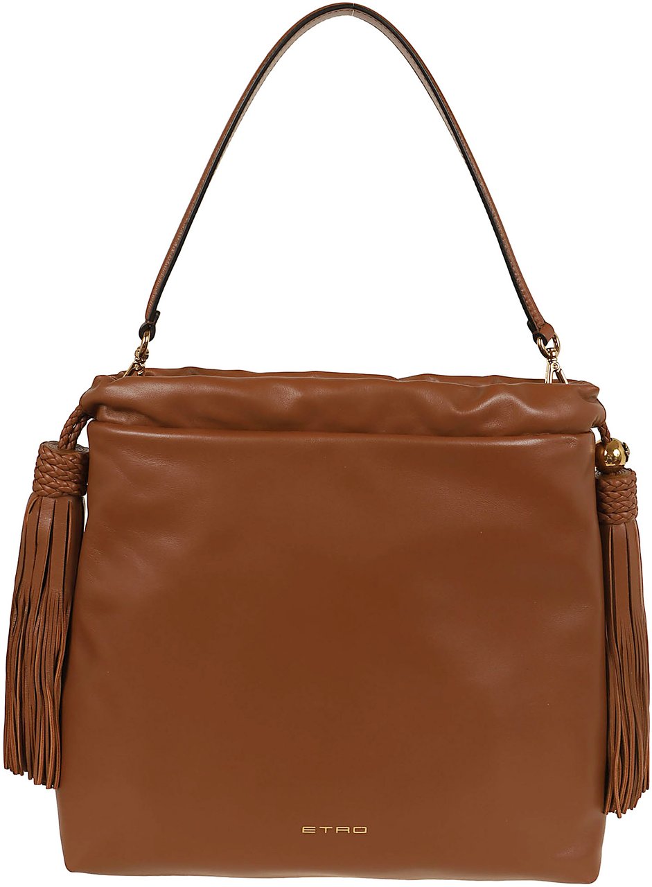 ETRO Sh.Bag Kalispera M Leather + Tassels 32,8x31x7 Maroon