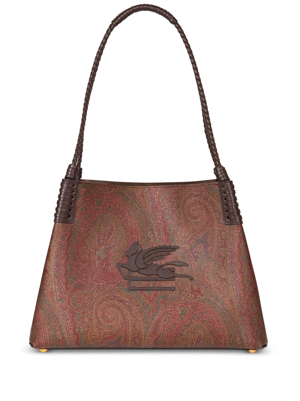 Etro Multicolored Embossed Leather Tote Bag with Pegasus Motif Bruin