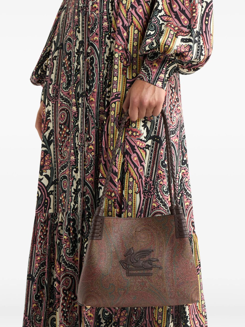 Etro Structured Handbag with Classic Paisley Pattern Grijs