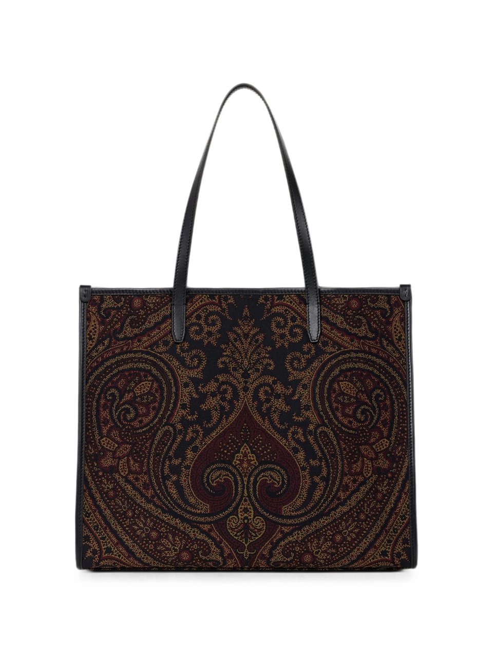 Etro Intricate Paisley Pattern Tote Bag With Leather Handles Maroon