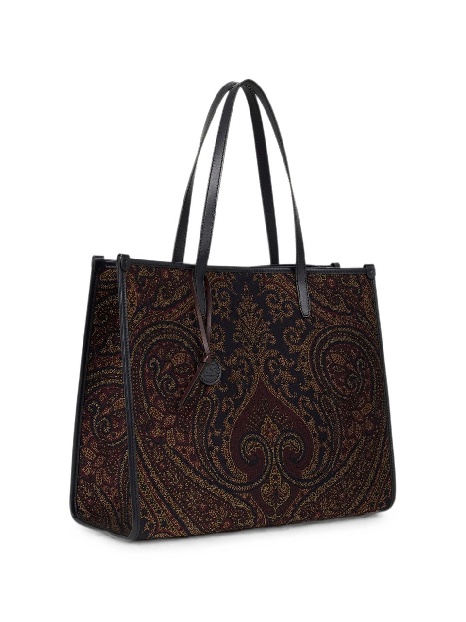 Etro Intricate Paisley Pattern Tote Bag With Leather Handles Maroon