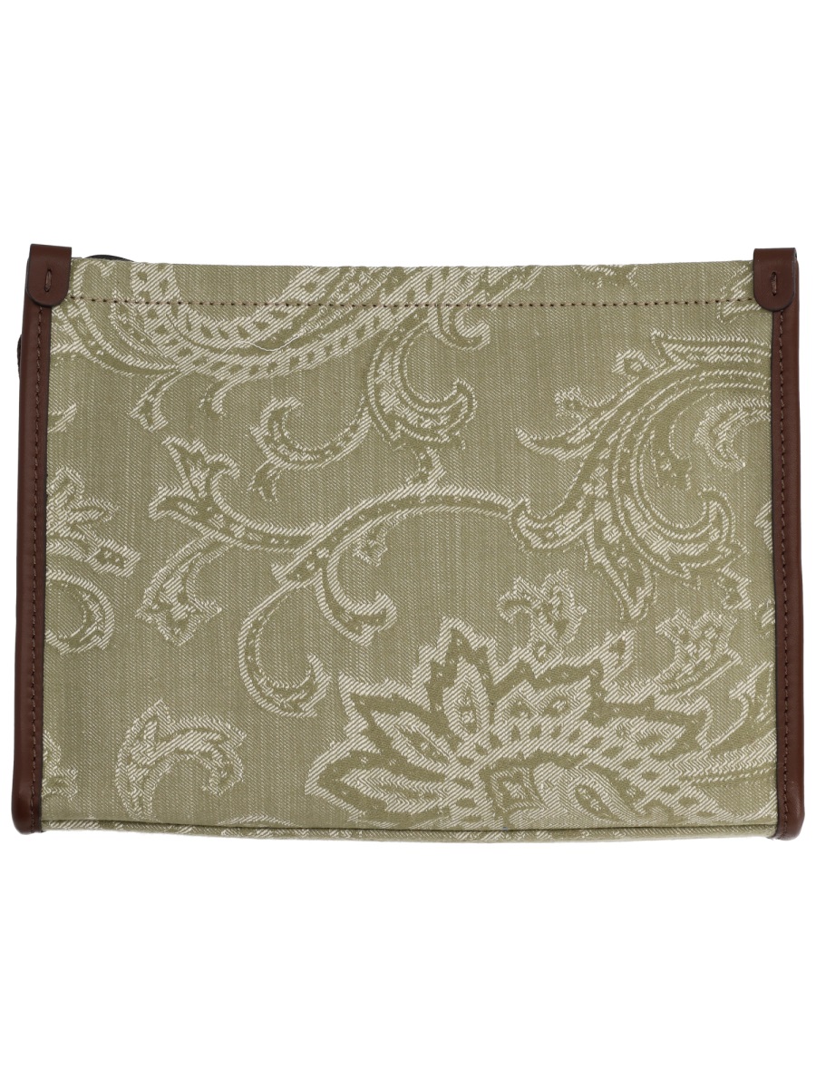 Etro Beige Arnica Paisley Jacquard Cotton-Blend Pouch Neutraal
