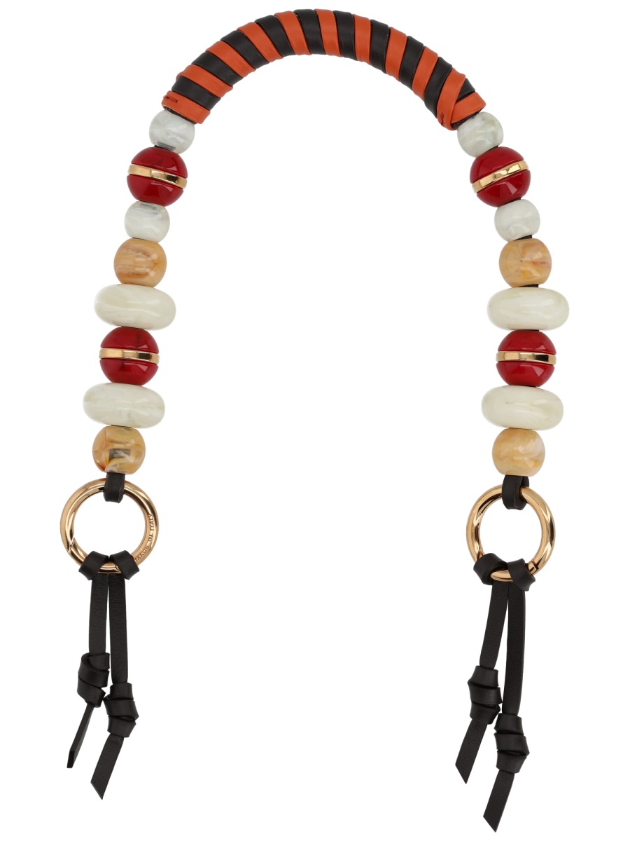 Etro Cream Bead Statement Bag Handle Rood