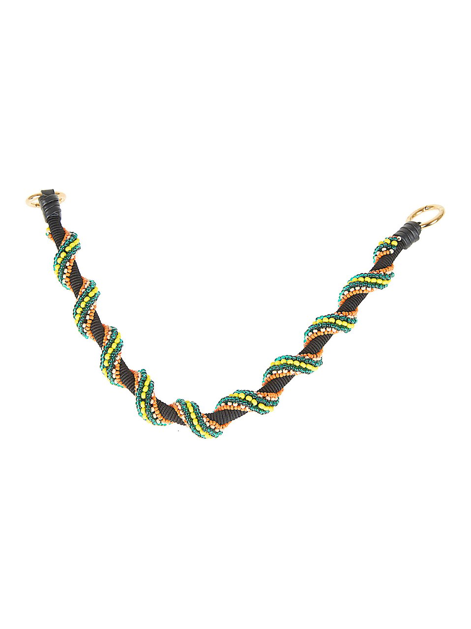 Etro Twisted Black Velvety Bead Bag Handle with Gold Accents Zwart