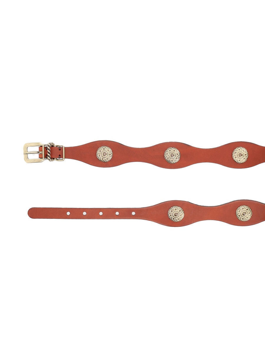 Etro Black Wavy Twisted Buckle Leather Belt Rood