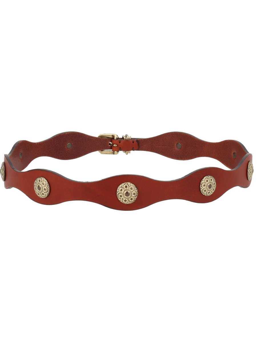 Etro Black Wavy Twisted Buckle Leather Belt Rood
