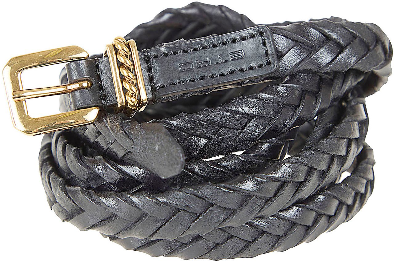 ETRO BELT LEATHER + WEAVE 1,5CM Zwart