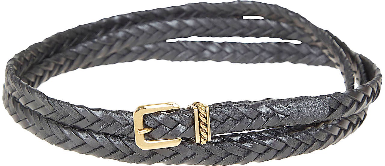 ETRO BELT LEATHER + WEAVE 1,5CM Zwart