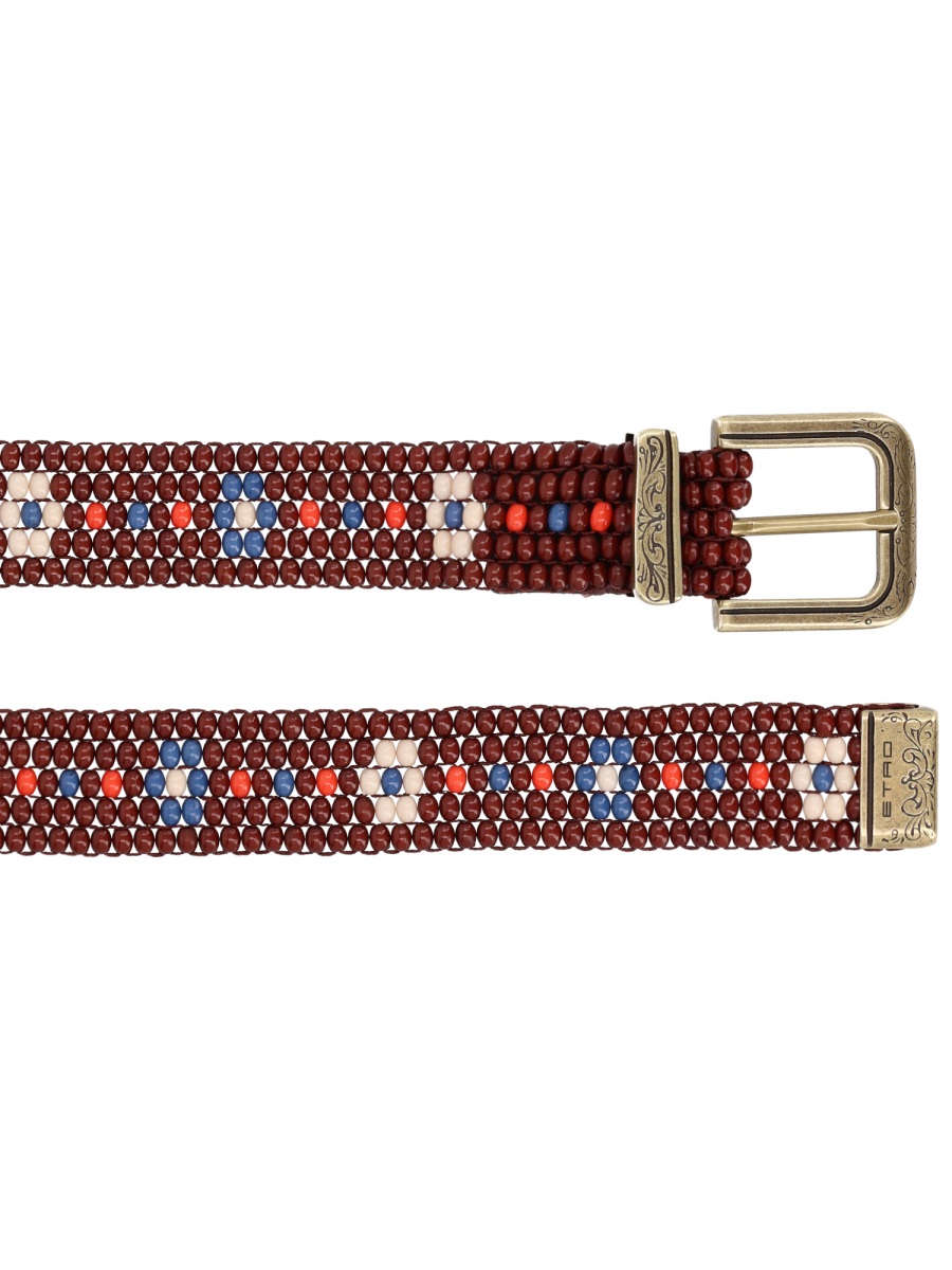 Etro Beaded Narrow Belt Rood