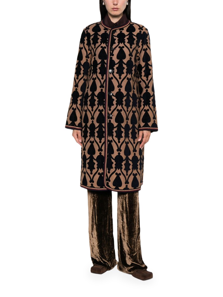 Etro Multicolor Reversible Cotton-Blend Cape Zwart