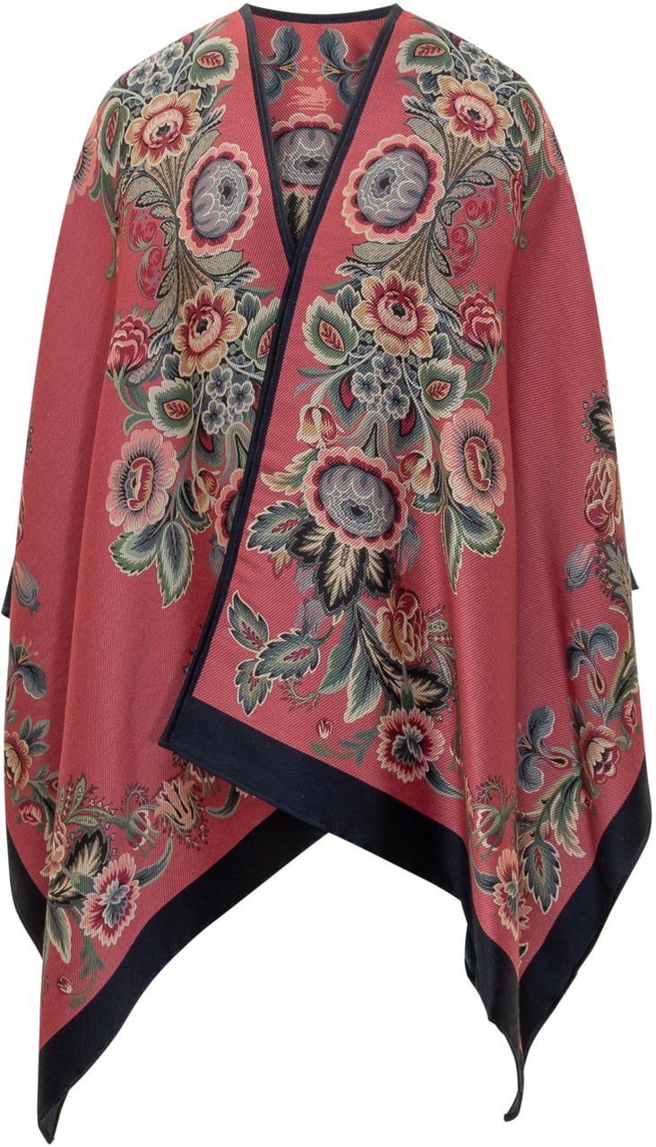 Etro Etro Poncho Rosa Con Motivo Floreale Rood