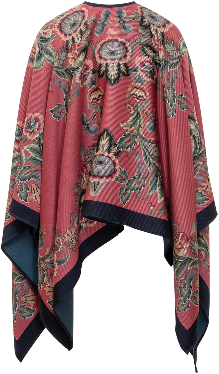 Etro Etro Poncho Rosa Con Motivo Floreale Rood
