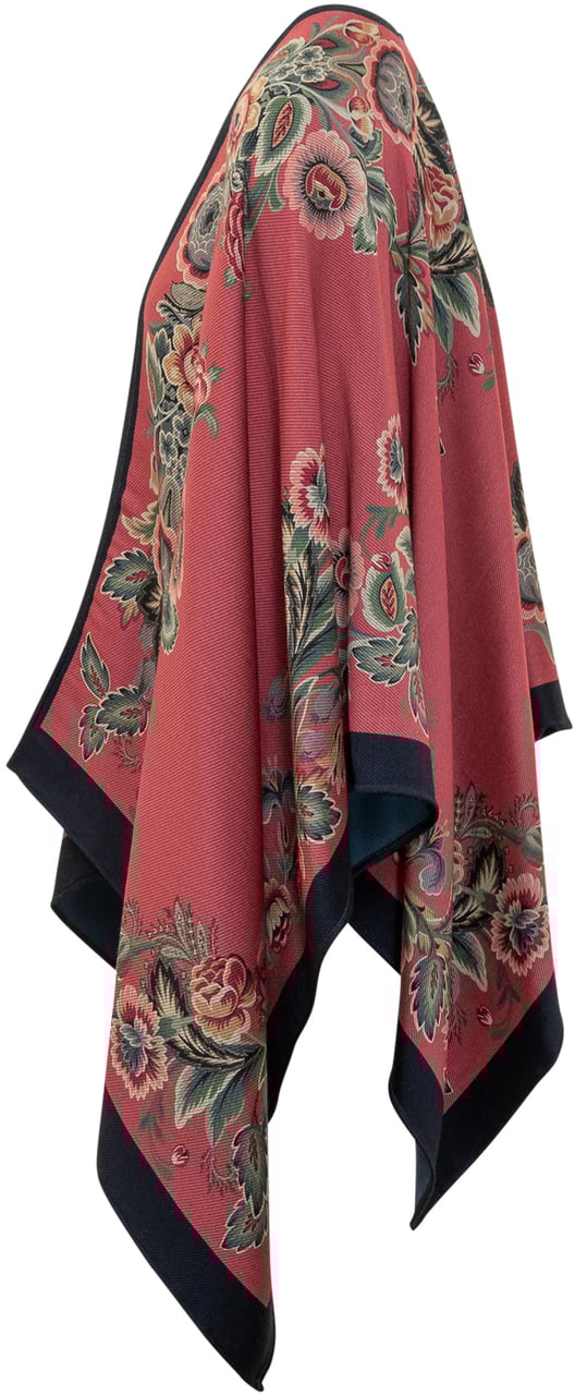 Etro Etro Poncho Rosa Con Motivo Floreale Rood