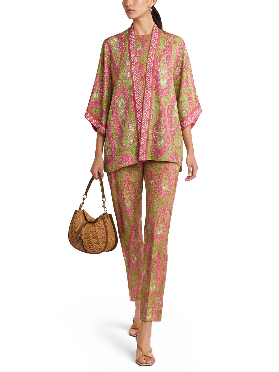 Etro Red Paisley Open Front Silk Jacket Rood