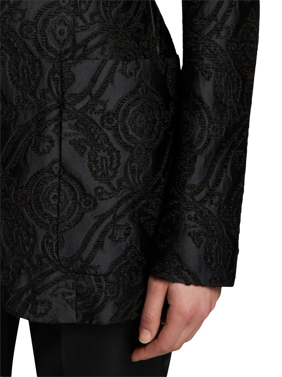 Etro Black Jacquard Paisley Shawl Lapel Blazer Zwart