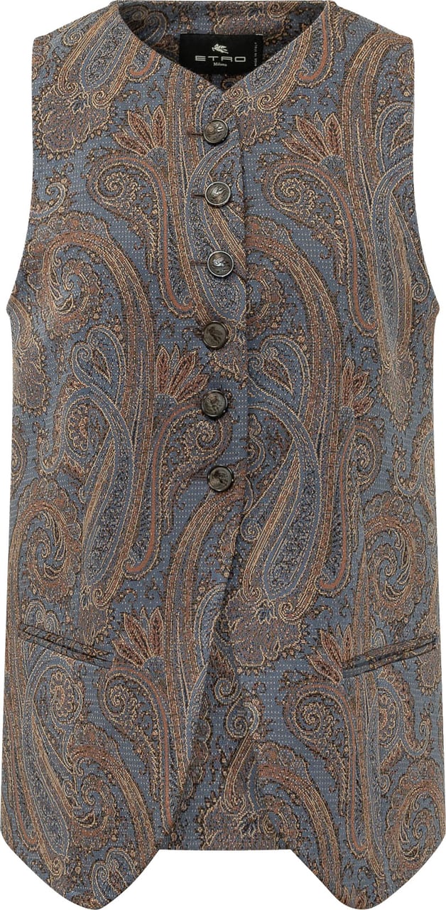 Etro Gilet con Motivo Paisley Blauw