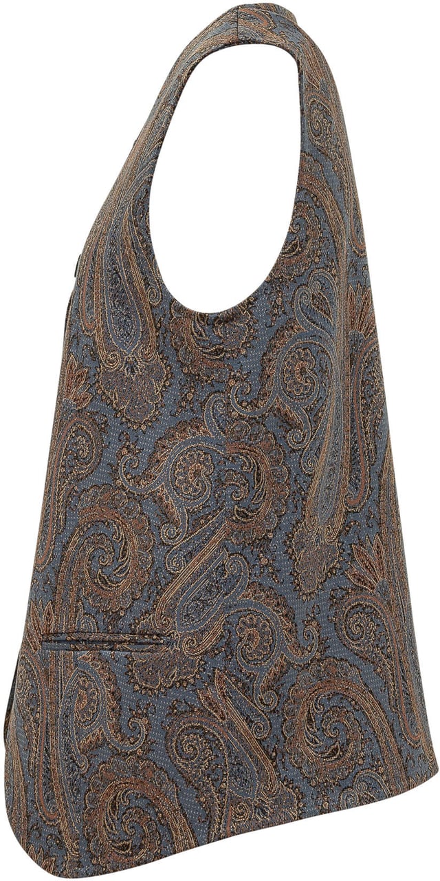 Etro Gilet con Motivo Paisley Blauw
