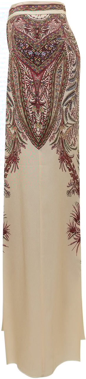 Etro Etro Pantaloni Palazzo in Seta con Stampa Paisley Beige