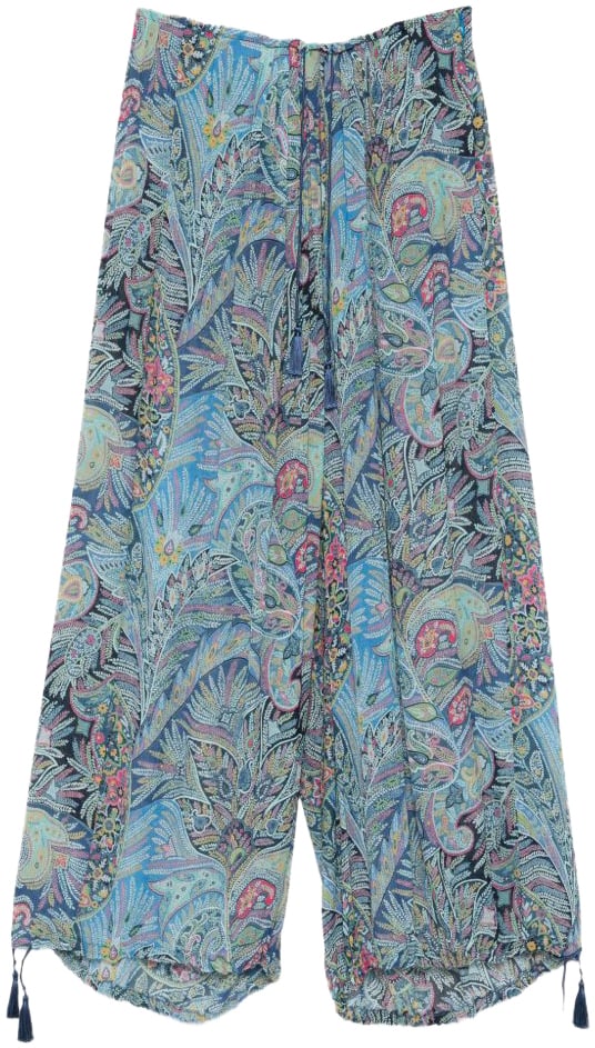 Etro Trousers Clear Blue Blauw