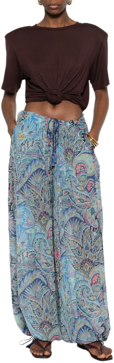 Etro Trousers Clear Blue Blauw