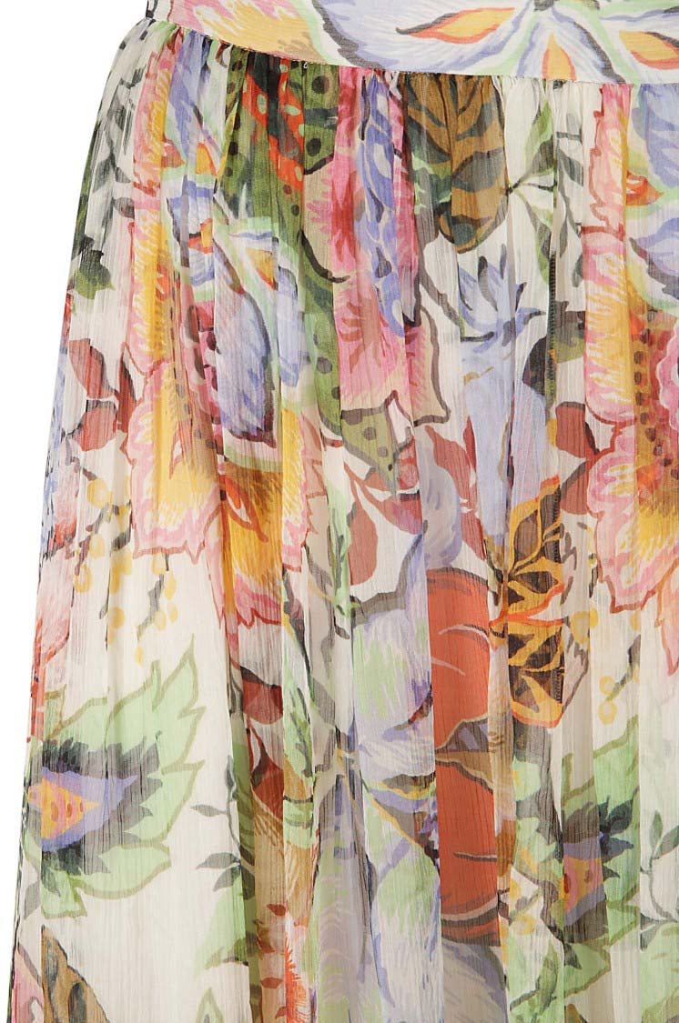 Etro Flowing Silk Skirt With Floral Print Bruin
