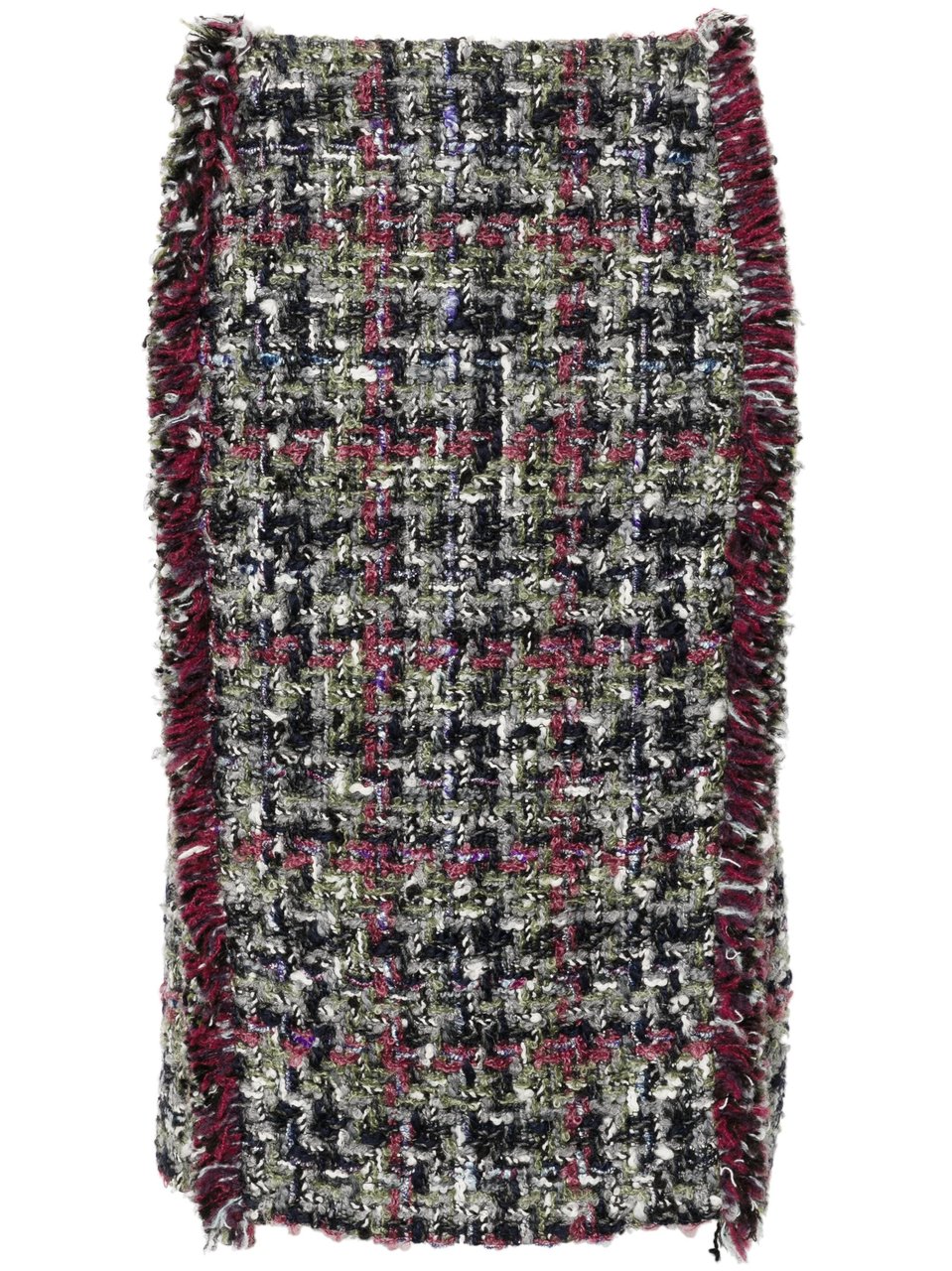 Etro Multicolor Knee-Length Textured Wool Tweed Skirt Grijs